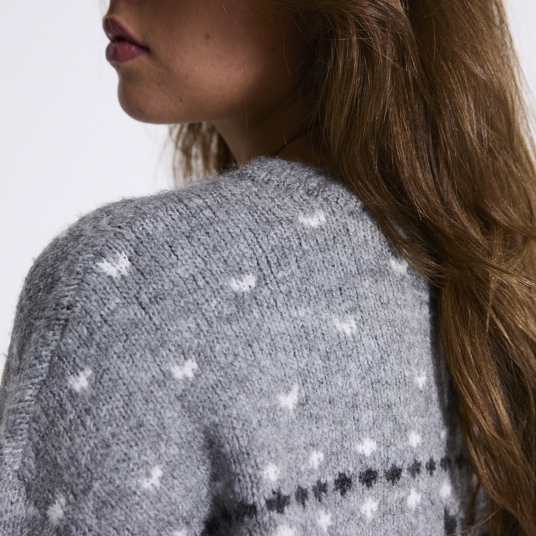 Pattern knit sweater "Elvie" Grey Melange